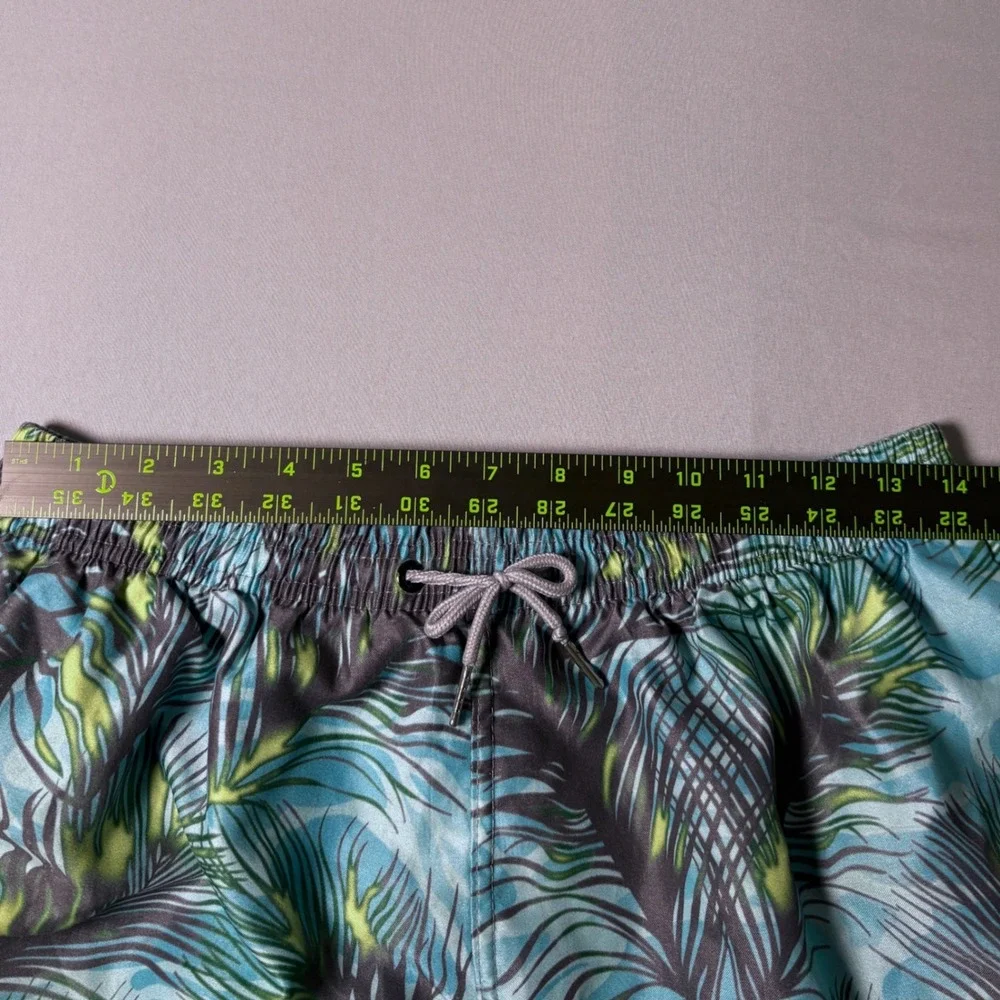 Vilebrequin Moorea Mens XL Tropical Palm Print Swim Trunks Blue Green